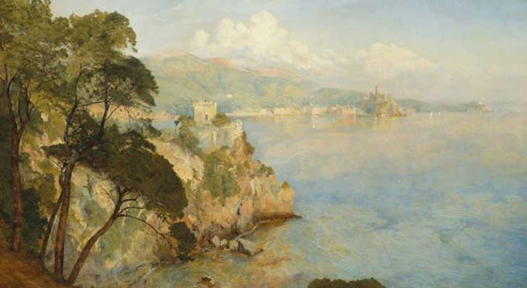 A painting by Henry Roderick Newman (1884): the gulf framed by the castles of San Terenzo and Lerici