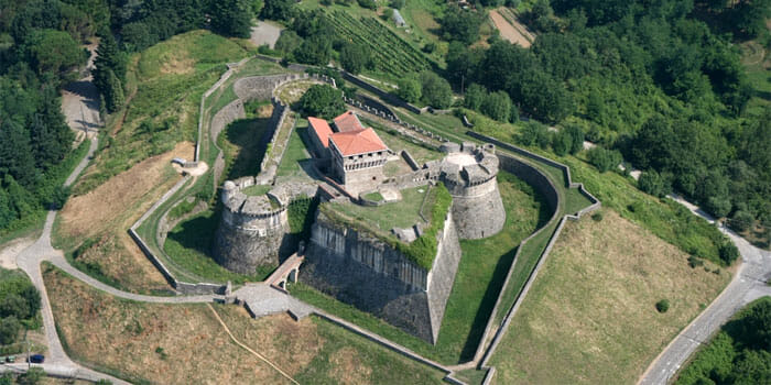 Fortress of Sarzanello aerial view
