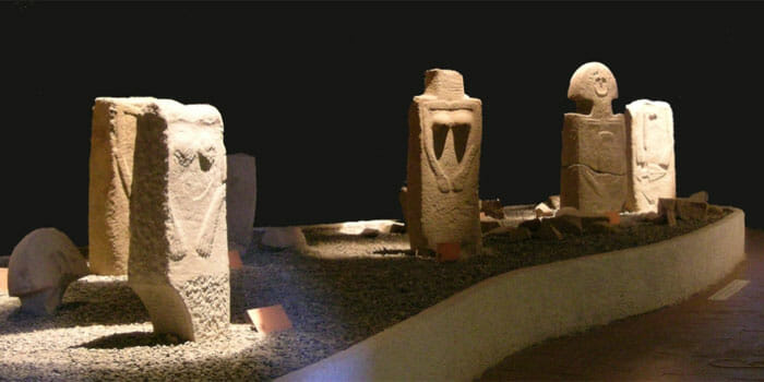 Menhir statues at the Museum of the Stele Statues of Lunigiana