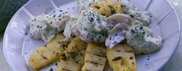 Creamed Codfish and Wholemeal Polenta Recipe. Photo from salepepe.it