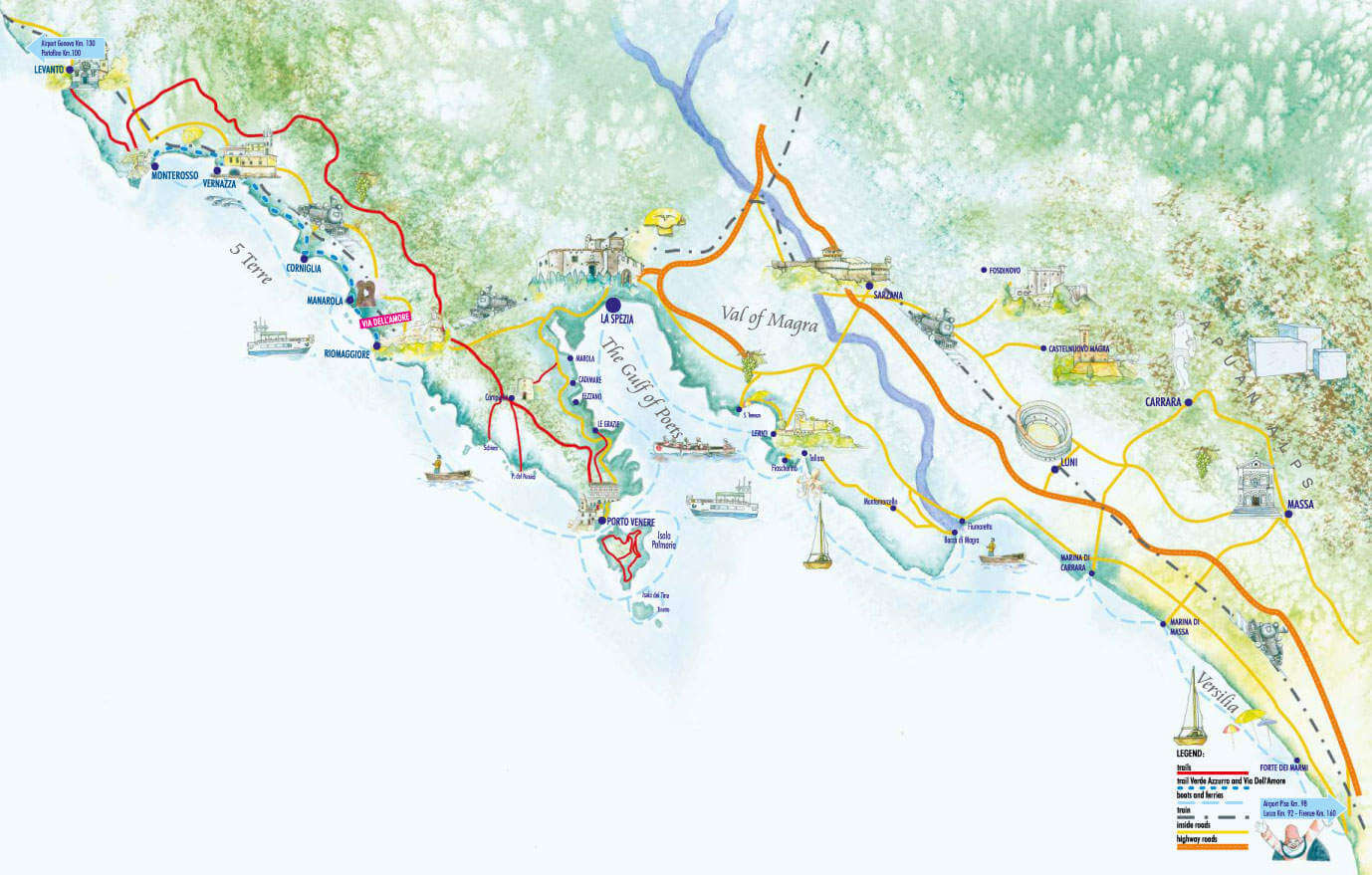Map of Portovenere and surroundings
