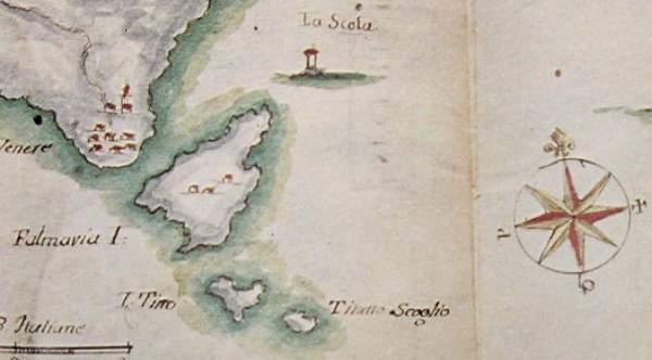 ancient map of portovenere and the islands of Palmaria and Tino