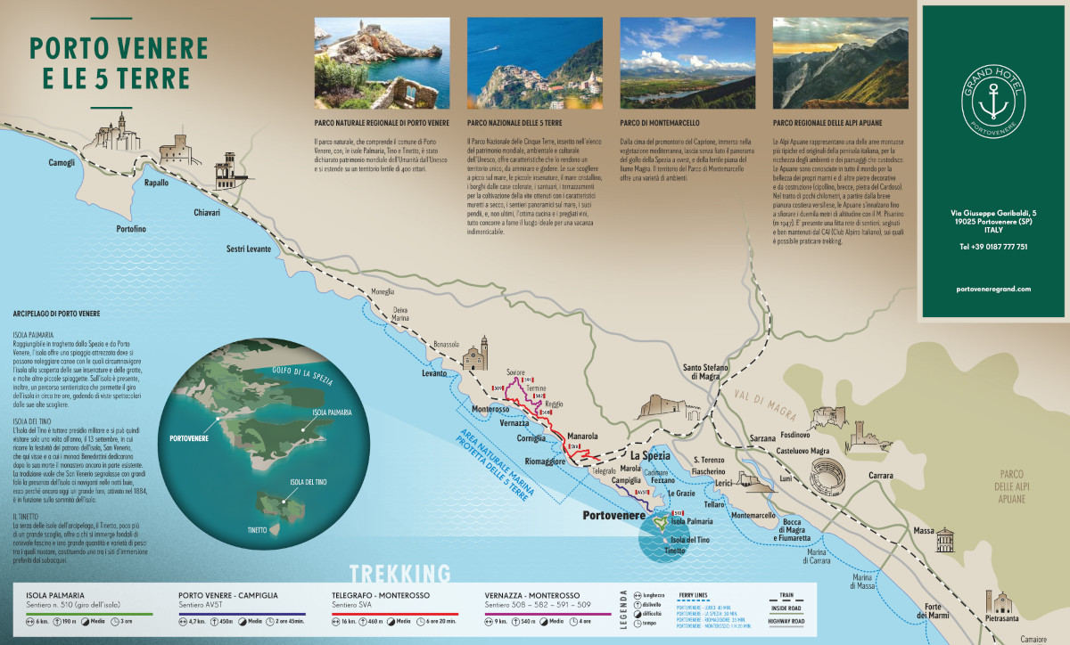 mappa sentieri escursioni portovenere cinque terre